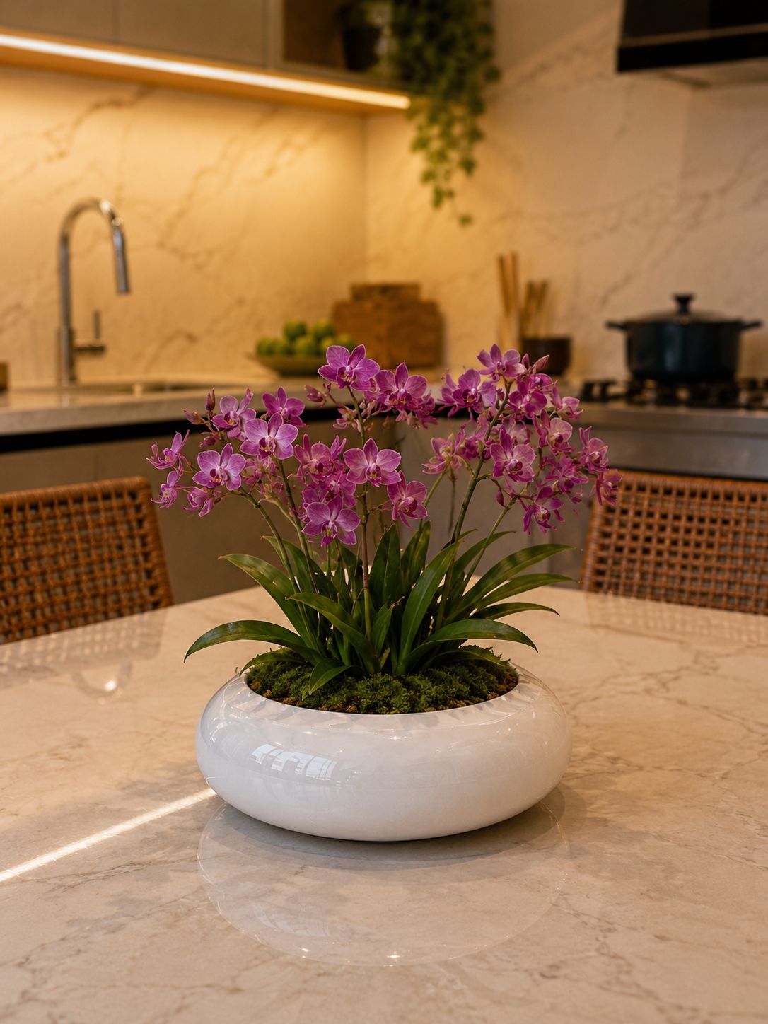 Vaso Redondo Baixo em Ceramica Ikebana - Imagem 3