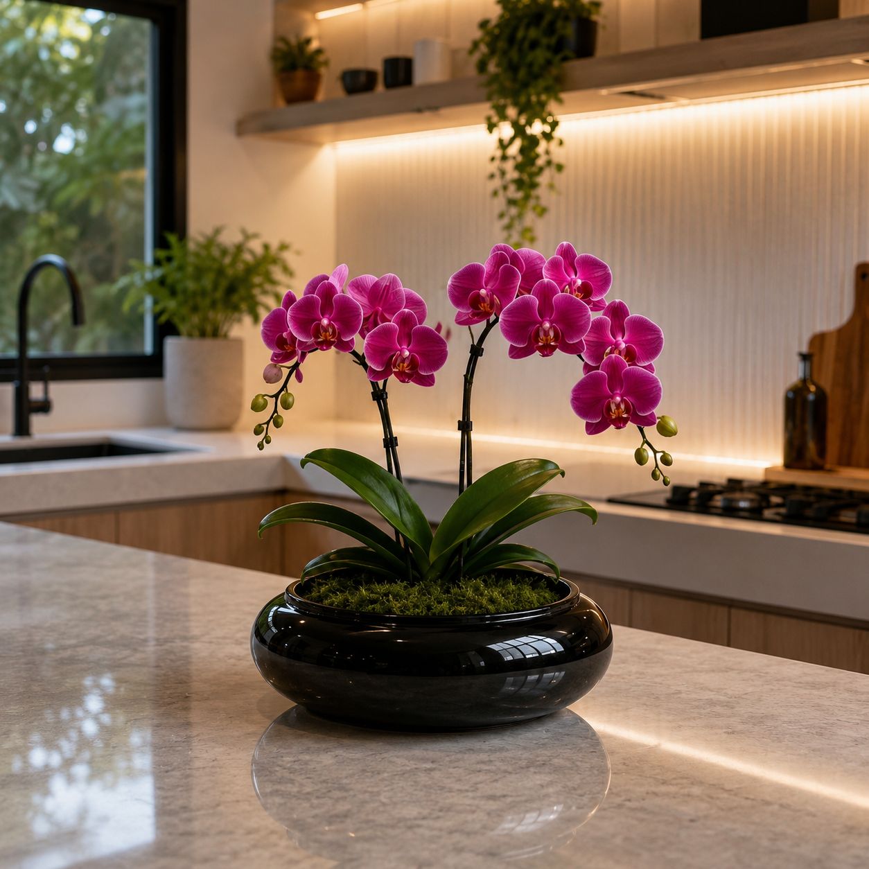 Vaso Redondo Baixo em Ceramica Ikebana - Imagem 6