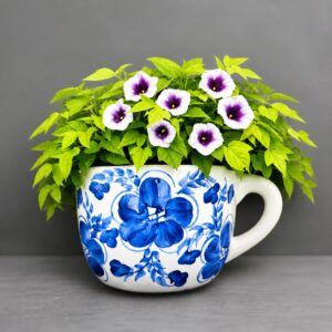 Floreira de Parede em Ceramica Desenhada a Mão Artesanal
