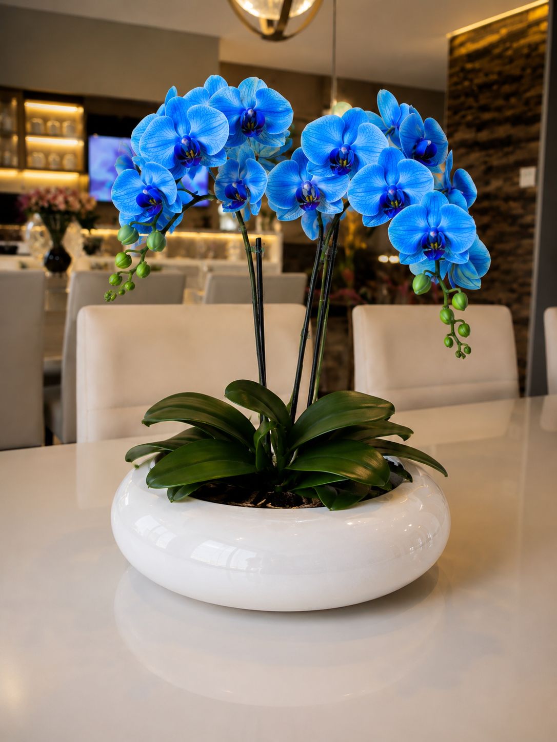Vaso Redondo Baixo em Ceramica Ikebana