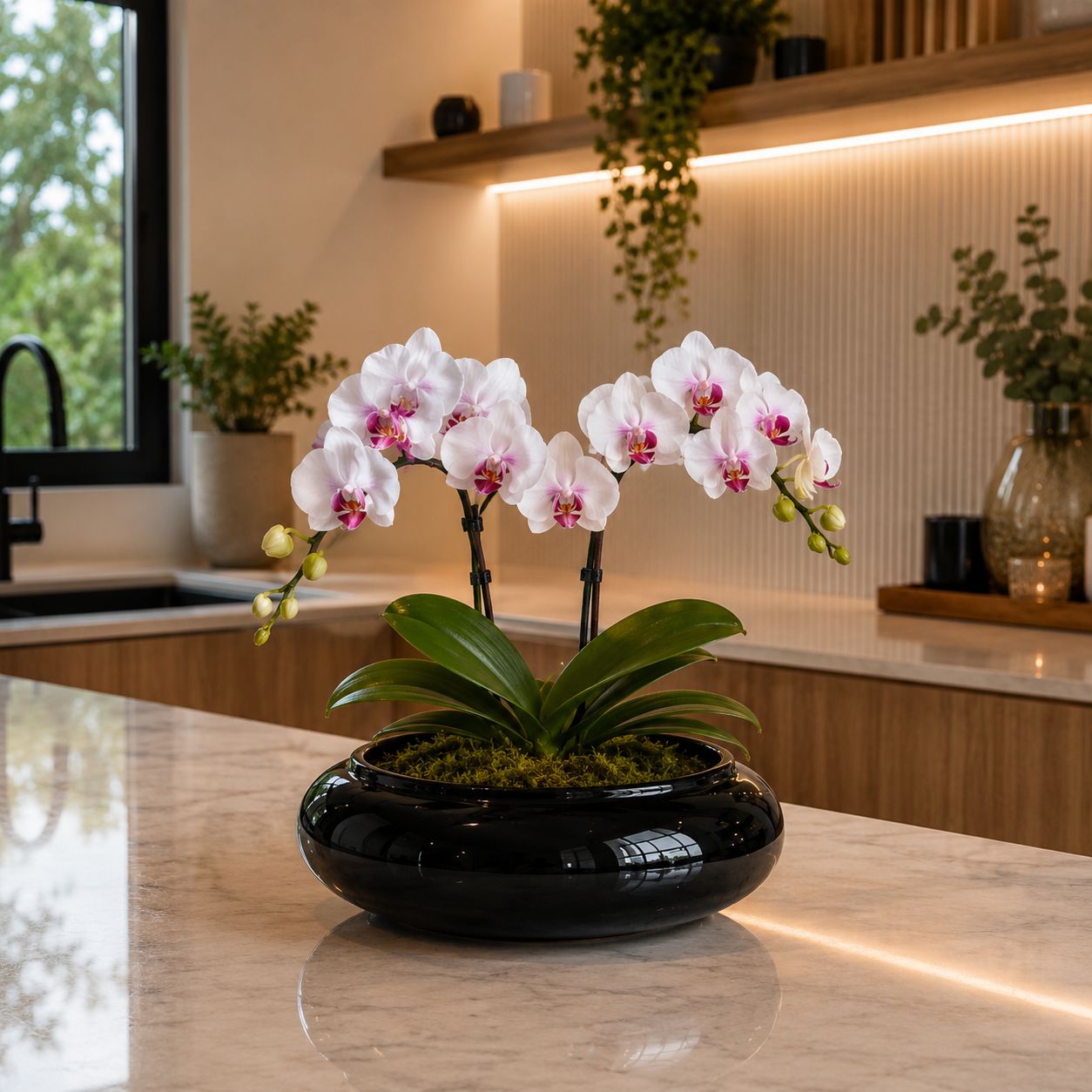 Vaso Redondo Baixo em Ceramica Ikebana - Imagem 7